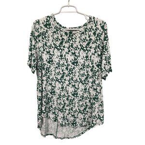 Lane Bryant Womens 14/16 Green‎ & White Patterned Top